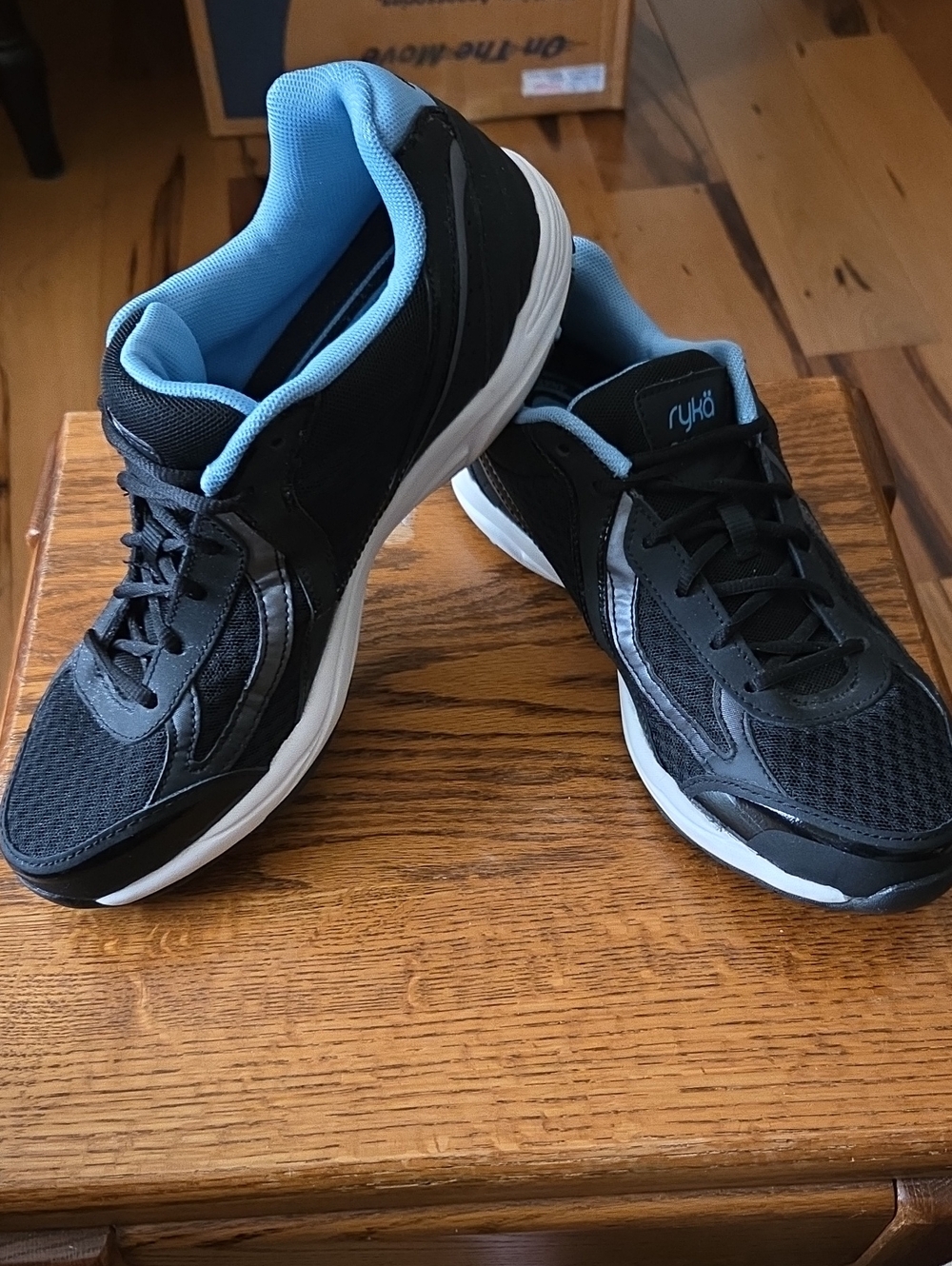 Ryka Black Athletic Sneakers with Light Blue Lining